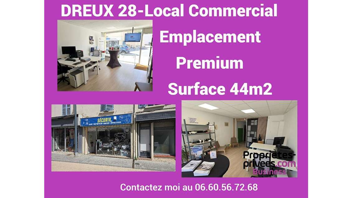 A louer local commercial 44m² à Dreux centre