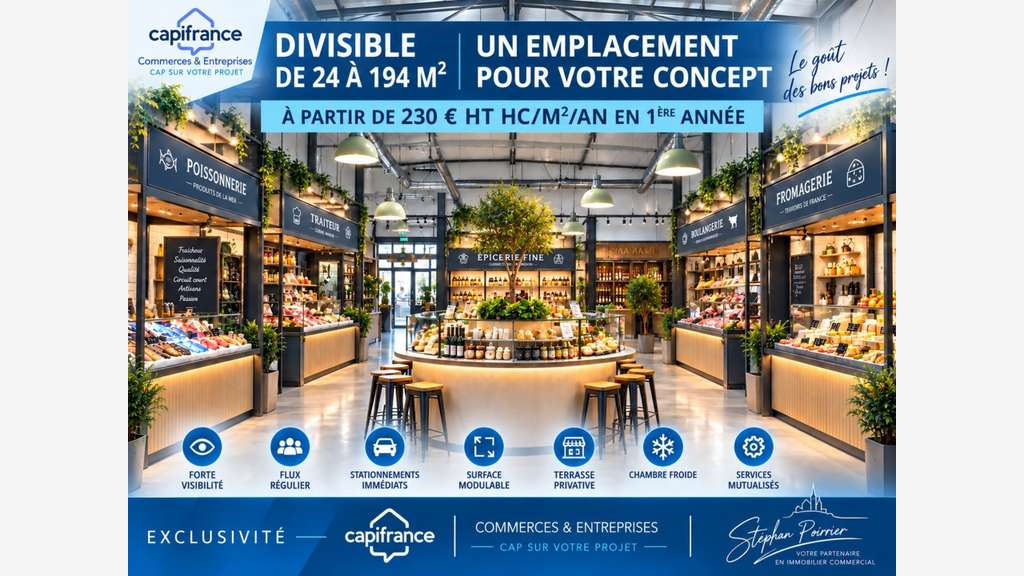 A louer local commercial 194m² empl strat Éguilles