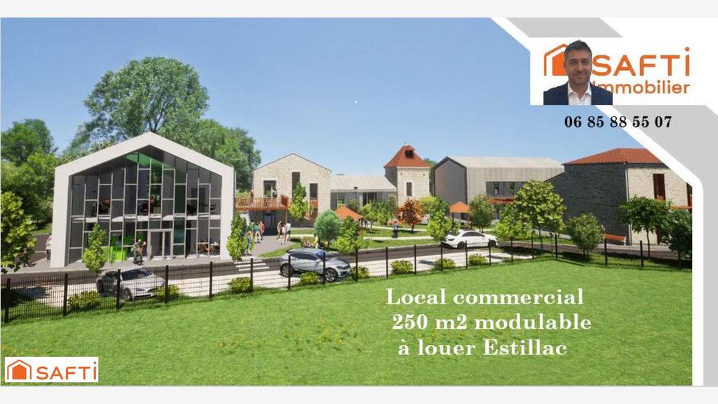 Local commercial 250m² modulable à louer Estillac 