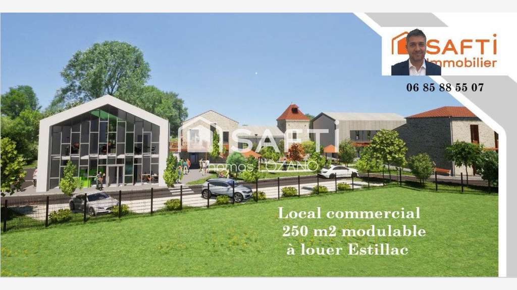 Local commercial 250m² modulable à louer Estillac 