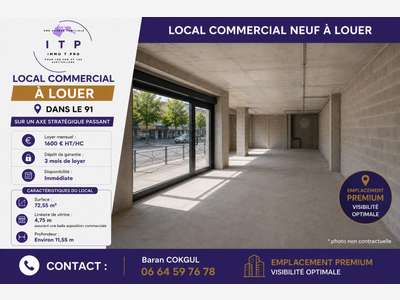 A louer local commercial de 72,55m² dept Essonne