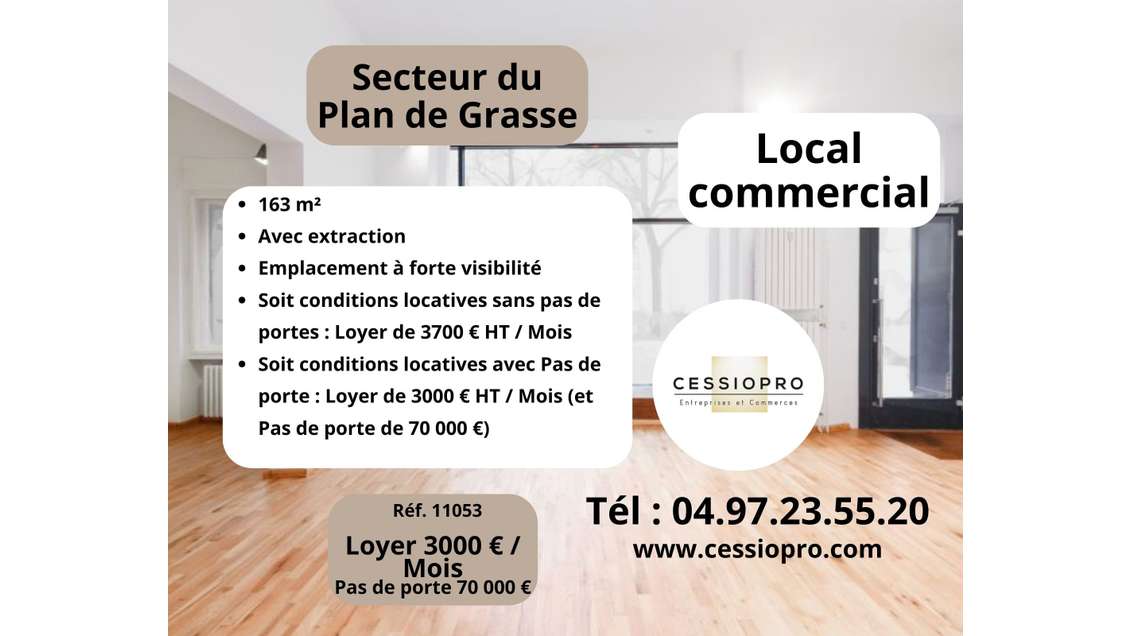 Local 165m² avec extraction sect. Plan de Grasse