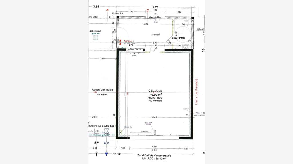 A louer local commercial neuf 67m² centre Guichen