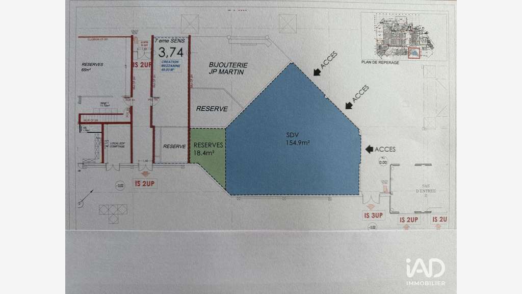 A louer local commercial de 177m² à Gujan-Mestras