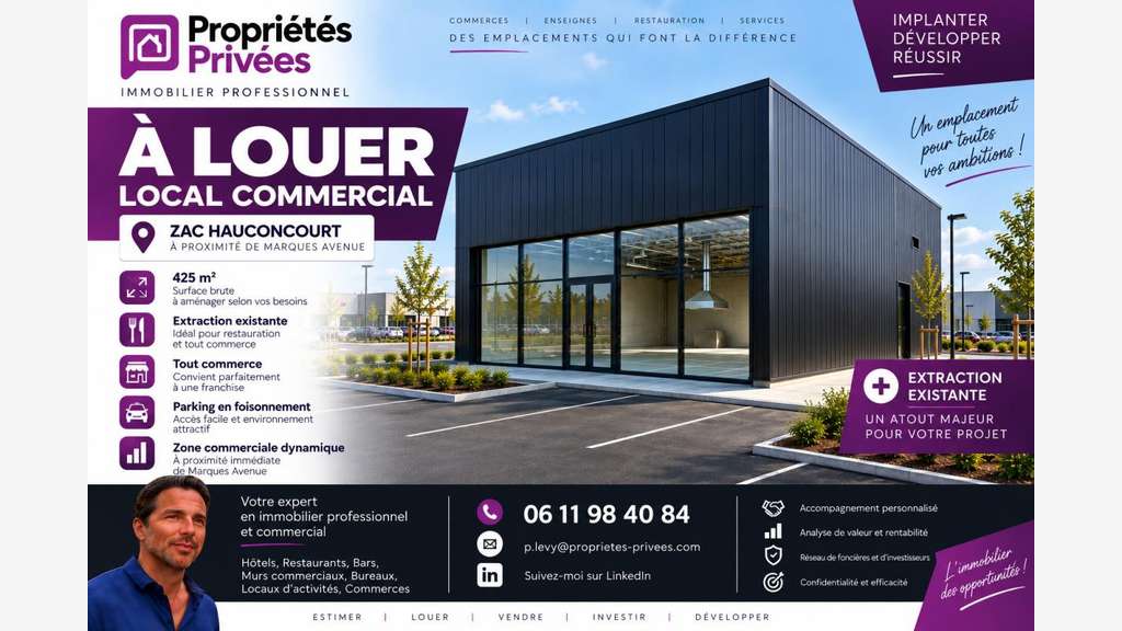 A louer local commercial 425m² en zc à Hauconcourt