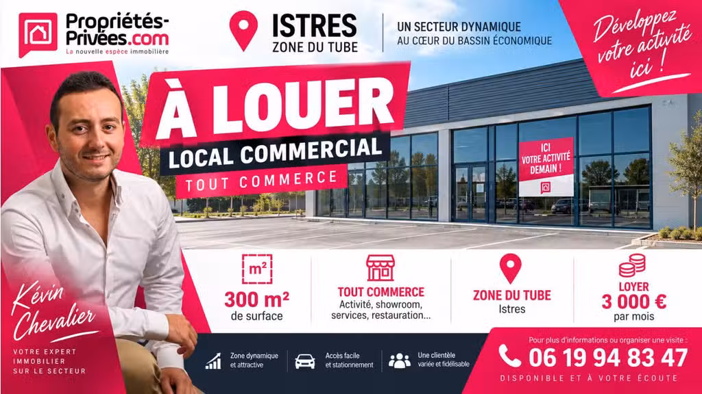 A louer local commercial 280m² Istres Zone du Tube