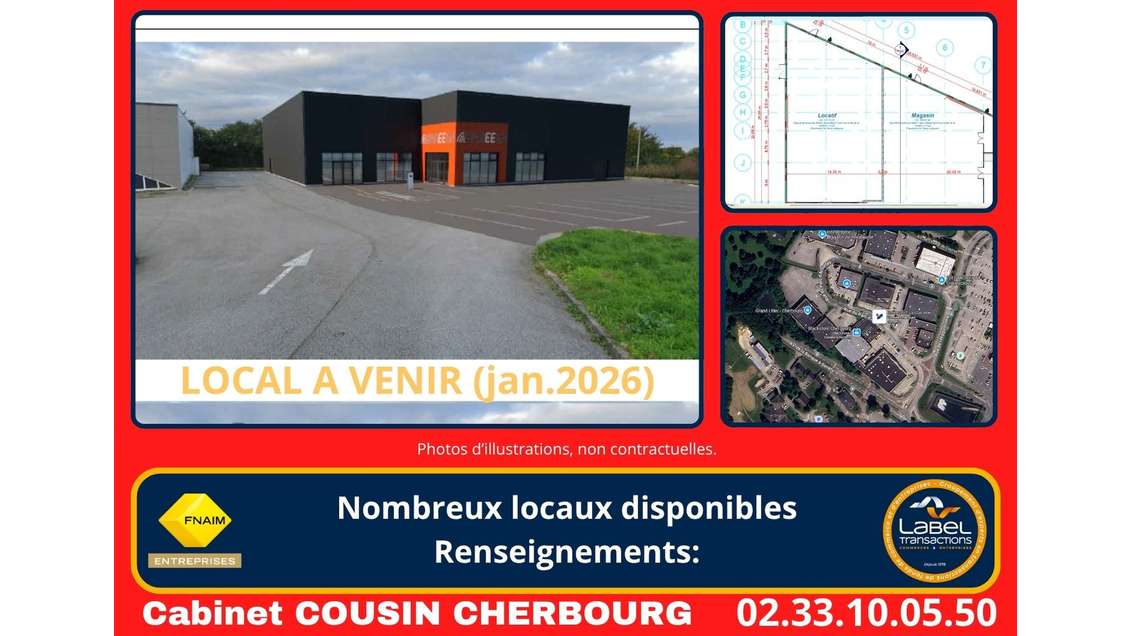 A louer cellule d’activité 340m² ZA Cherbourg