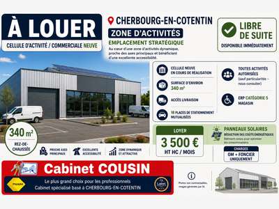 A louer cellule d’activité 340m² ZA Cherbourg