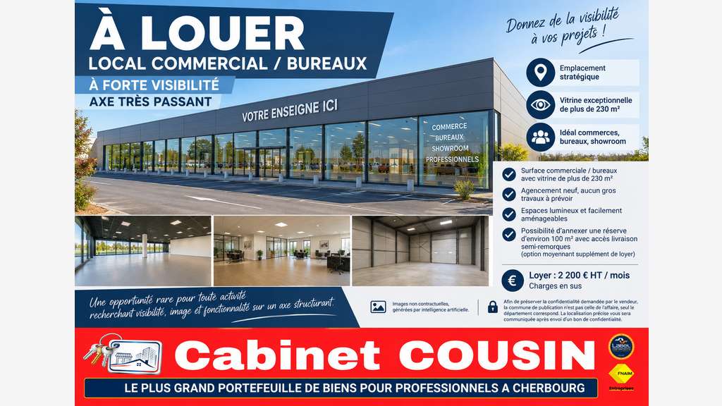A louer local commerciale de 230m² La Glacerie