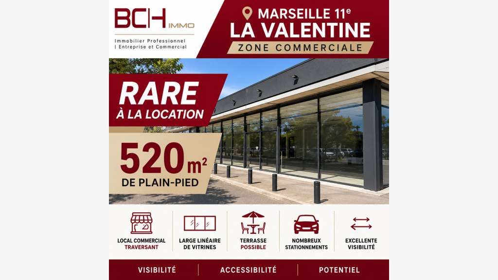 Loue local cial 520m² à Marseille 11 La Valentine