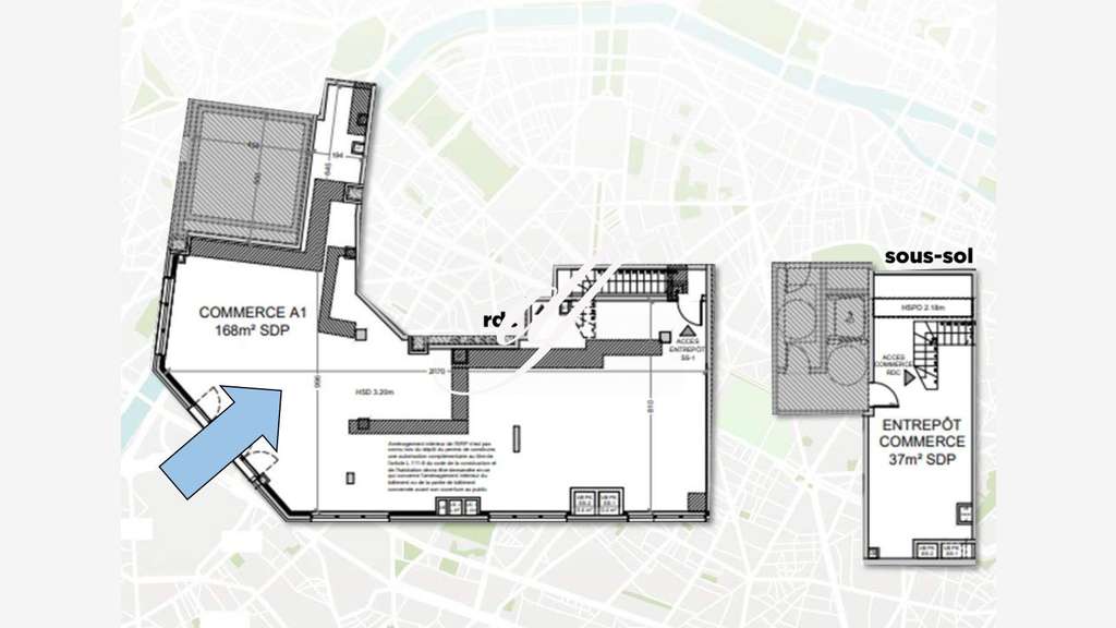 A louer local commercial 205m² à Levallois centre 