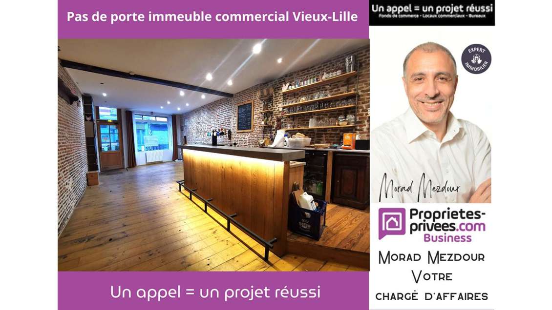 A louer pas de porte commercial 140m² Vieux-lille