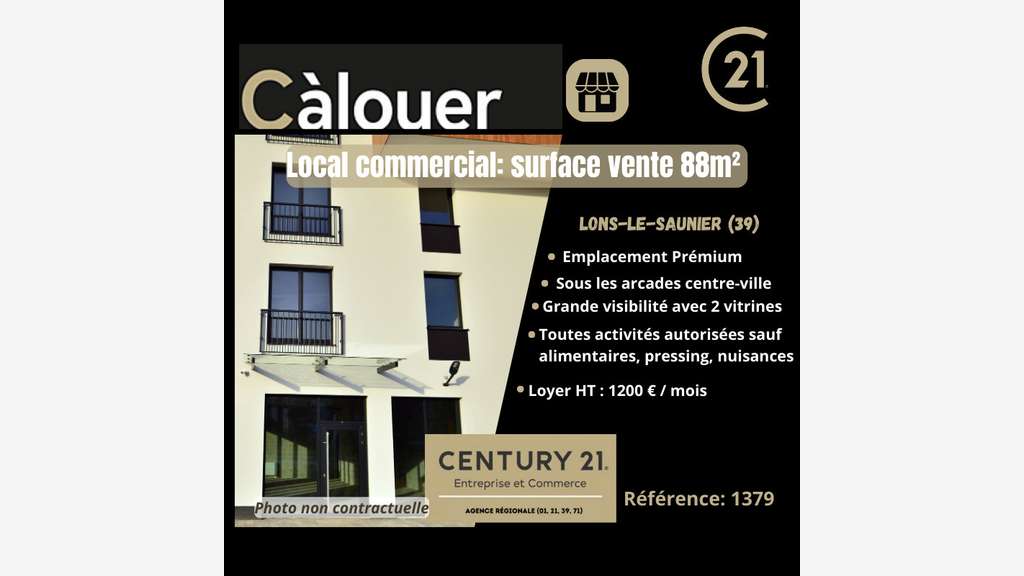 A louer local commercial 192m² à Lons Le Saunier