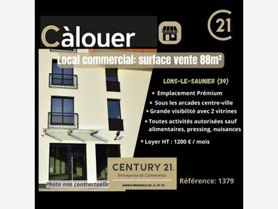 A louer local commercial 192m² à Lons Le Saunier