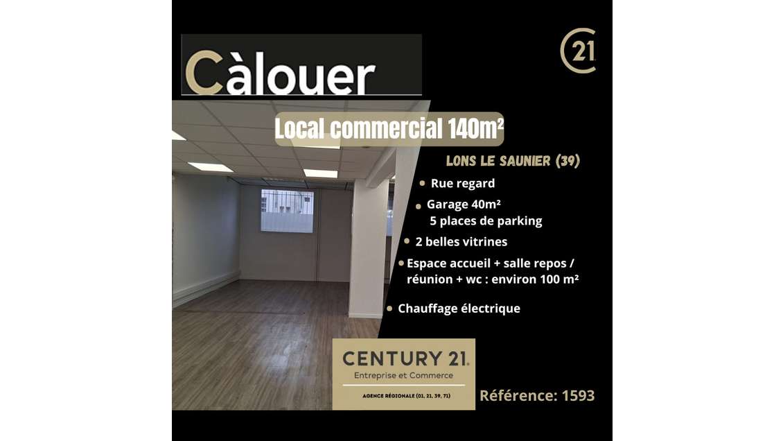 A louer local commercial 140m² à Lons Le Saunier