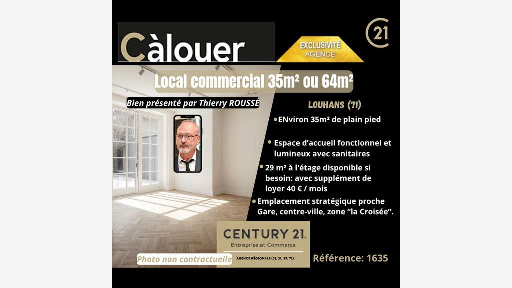 A louer local commercial 35m² ou 64m² à Louhans 