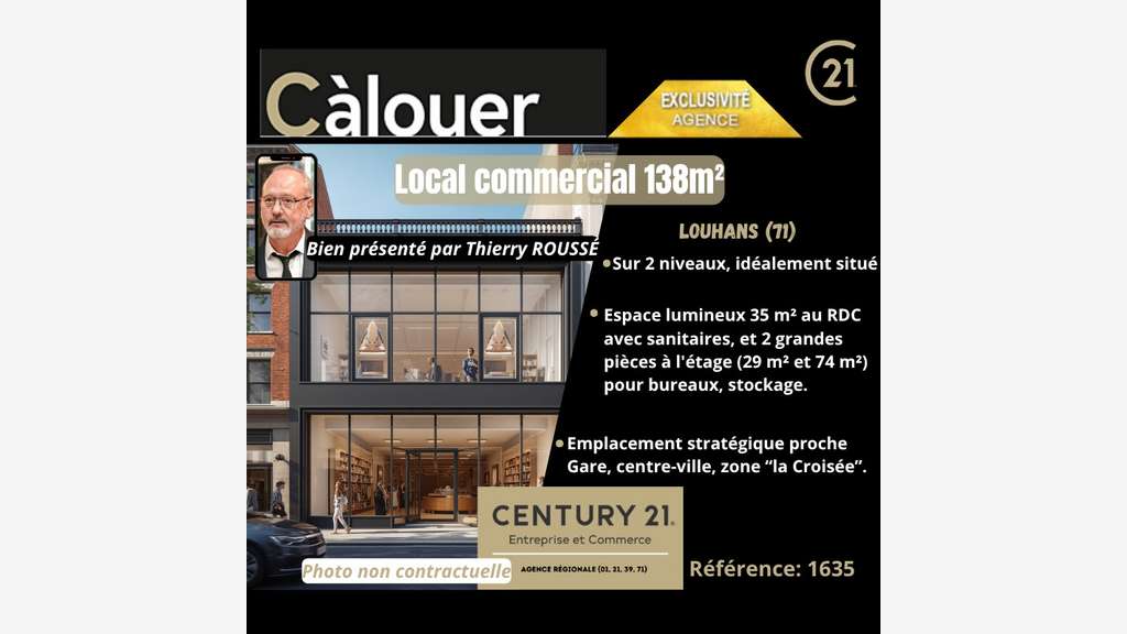 A louer local 138m² visibilité exception Louhans