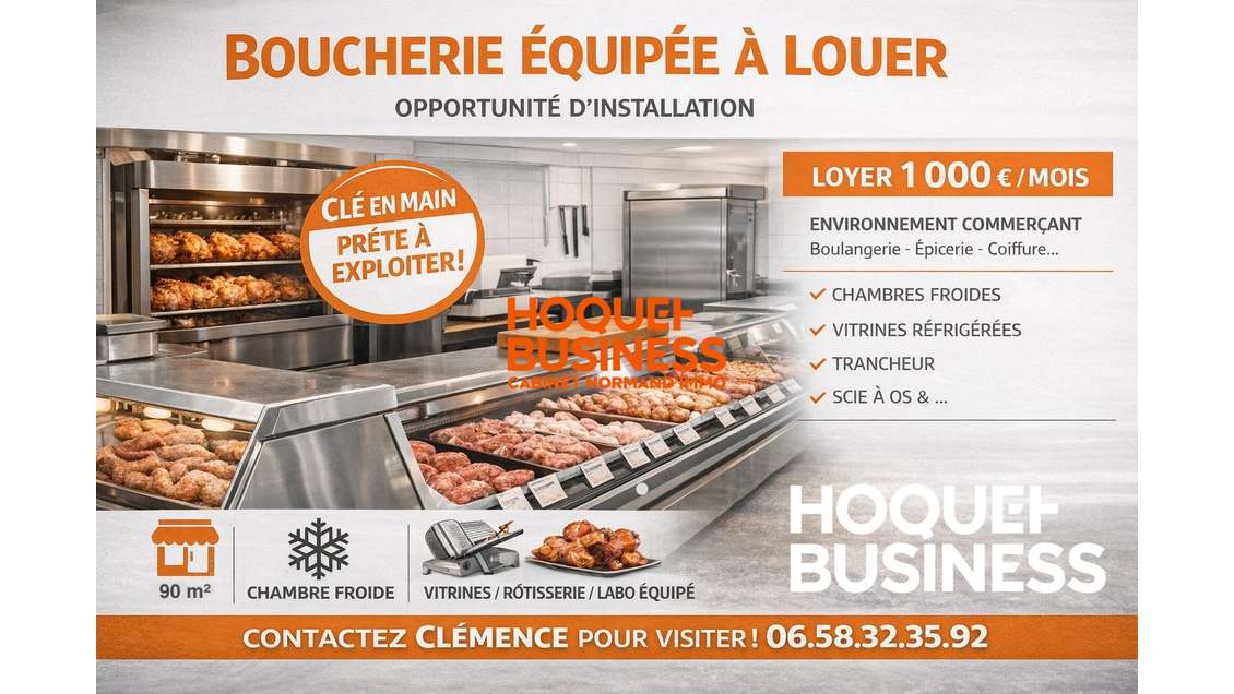 A louer local commercial boucherie 90m² à Maromme