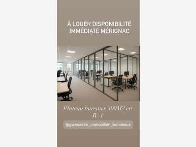 A louer plateau de 300m² R+1 axe passant Mérignac