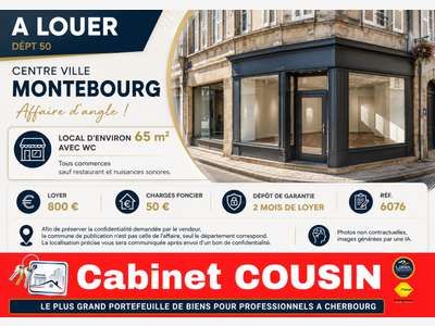 A louer pas de porte 65m² au centre de Montebourg
