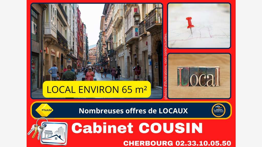 A louer pas de porte 65m² au centre de Montebourg