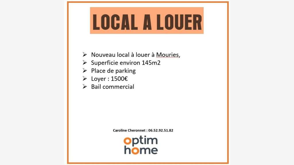 Local commercial 145m² à louer empl N°1 à Mouriès