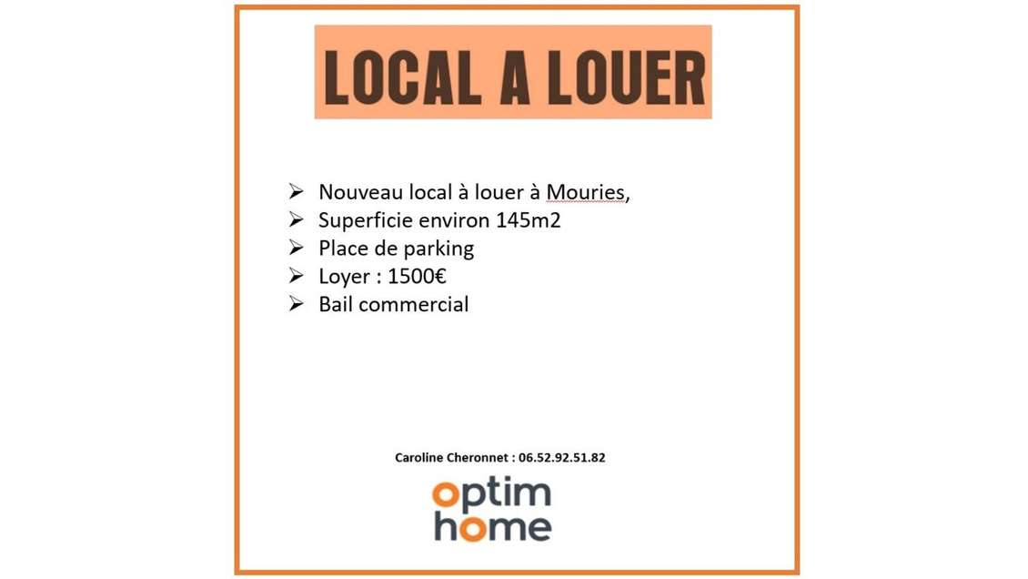 Local commercial 145m² à louer empl N°1 à Mouriès
