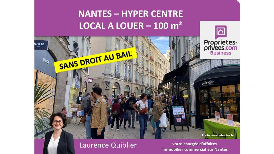 Local commercial 100m² à louer rue prime de Nantes