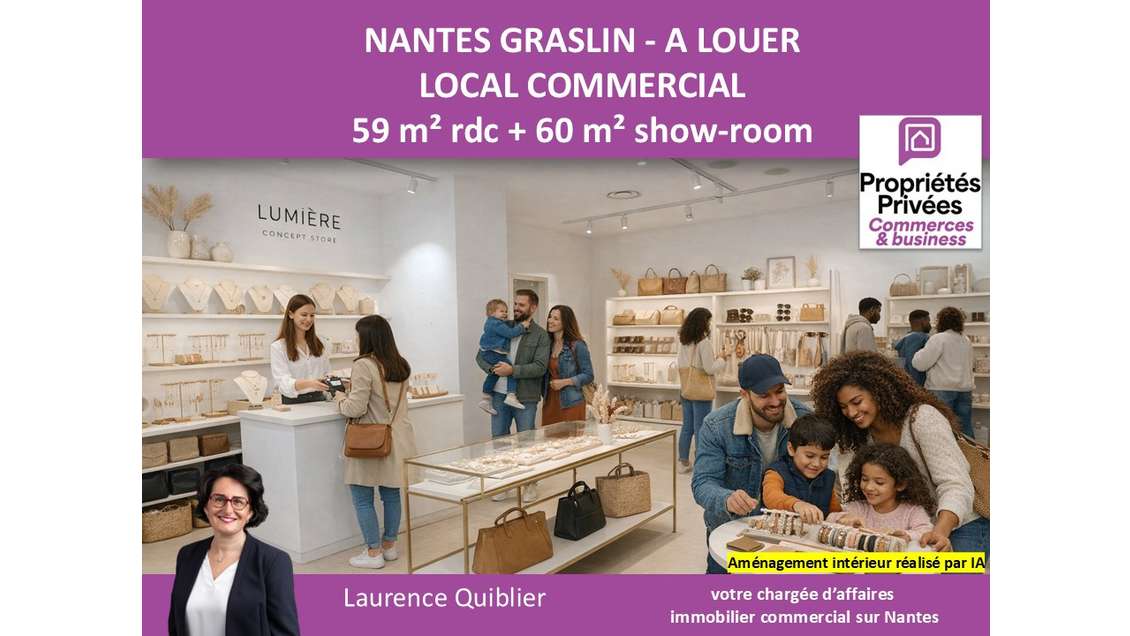 Local commercial 51m² à louer à Nantes Graslin