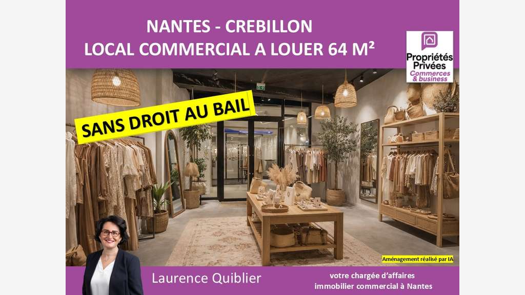 A louer local commercial 64m² à Nantes centre