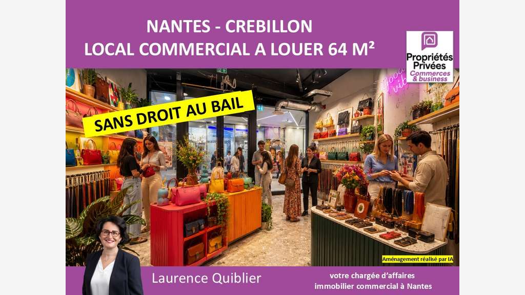 A louer local commercial 64m² à Nantes centre