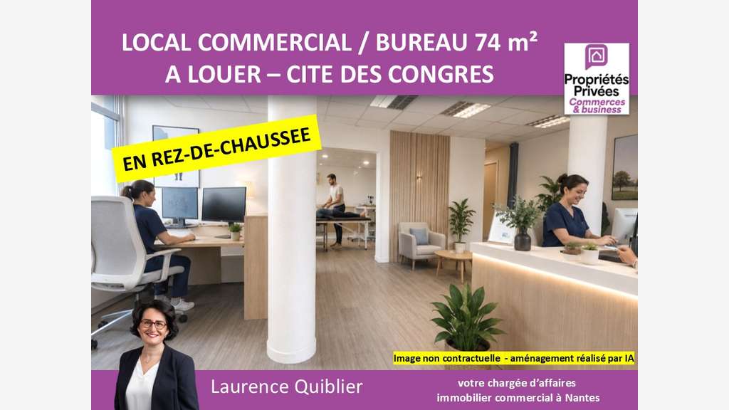 Loue local commercial 74m² Nantes cité des Congrès