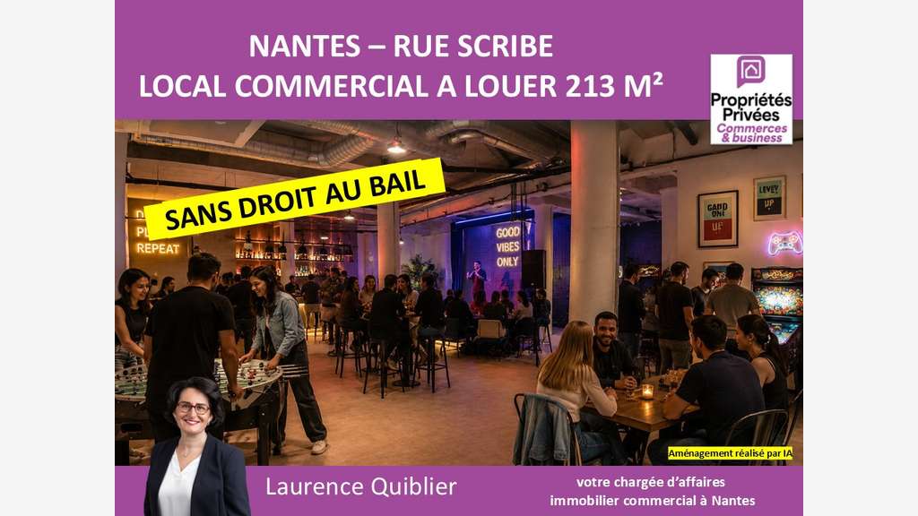 A louer local commercial 213.50m² à Nantes centre