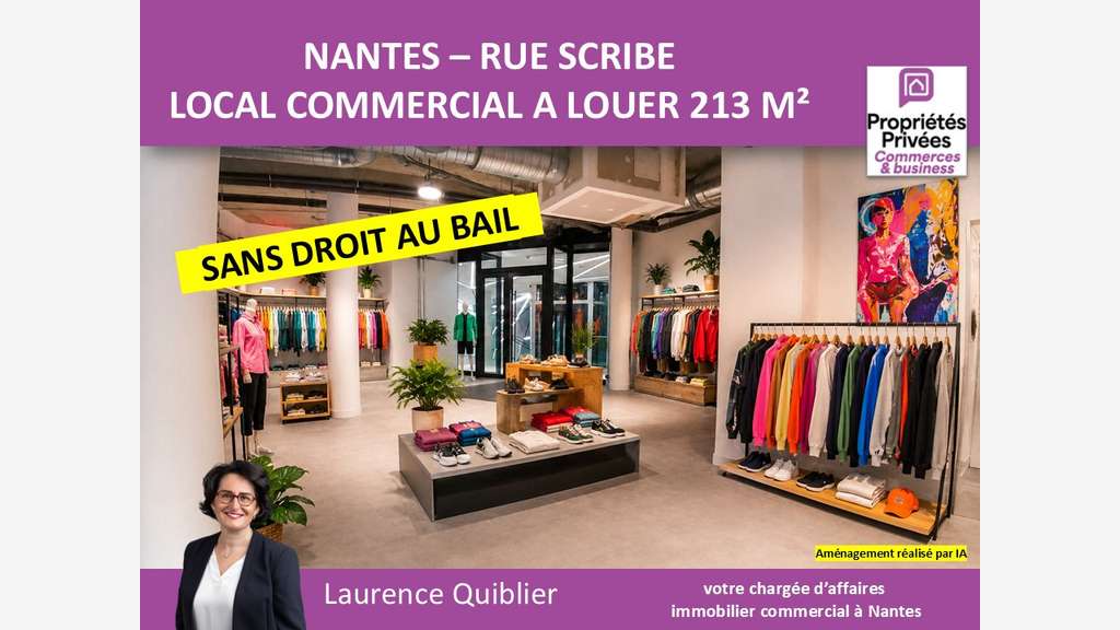 A louer local commercial 213.50m² à Nantes centre