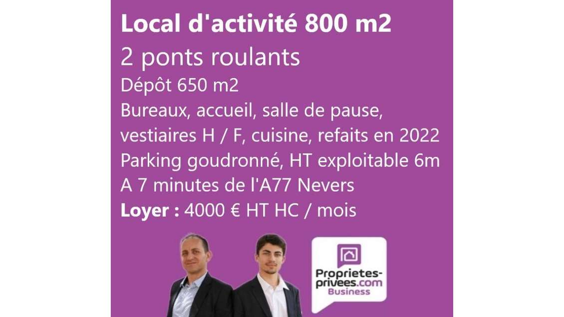 Loue laboratoire alimentaire 800m² à 7kms Nevers