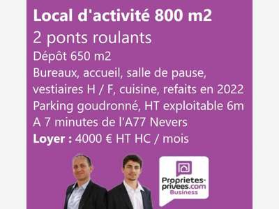 Loue laboratoire alimentaire 800m² à 7kms Nevers