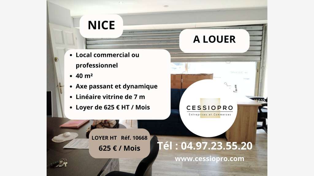 A louer local commercial 40m² à Nice Madeleine