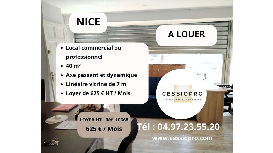 A louer local commercial 40m² à Nice Madeleine