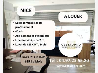A louer local commercial 40m² à Nice Madeleine