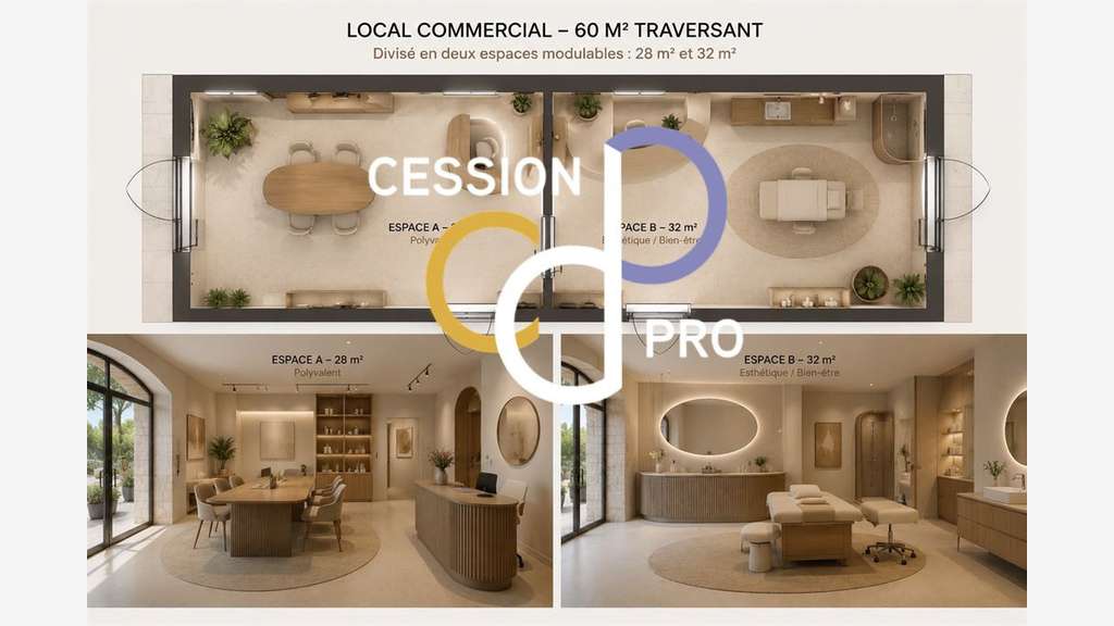 Local commercial de 60m² à louer à Nîmes Ouest