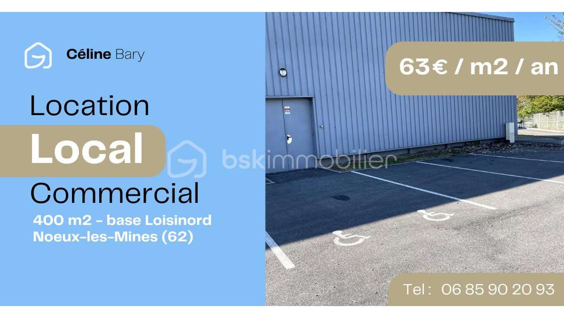 A louer local commercial ERP 400m² Noeux-les-Mines