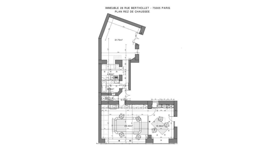 Location local commercial rénové 86m² à Paris 5e