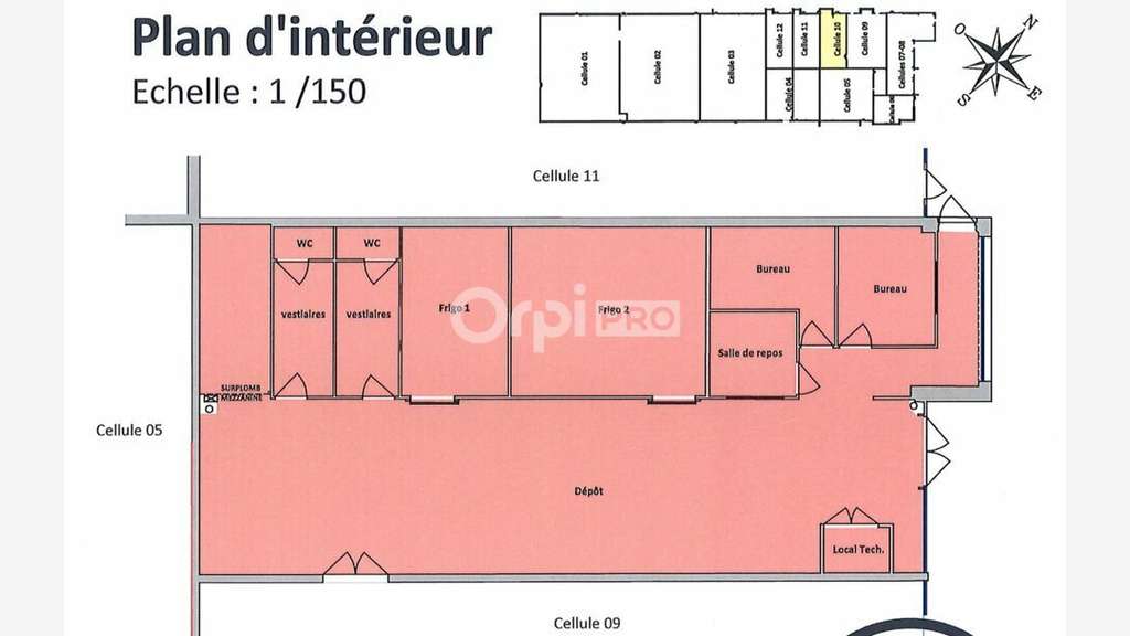 A louer Cellule Commerciale de 200m² Pau Nord