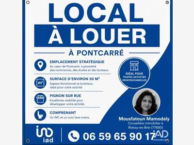 A louer Boutique de 50m² à Pontcarré axe passant