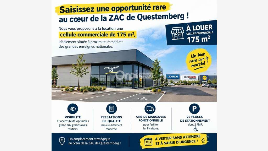 Local commercial 175m² à louer ZAC de Questemberg