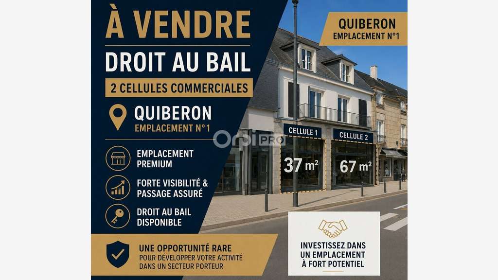 A louer local de 37m² bel emplacement à Quiberon