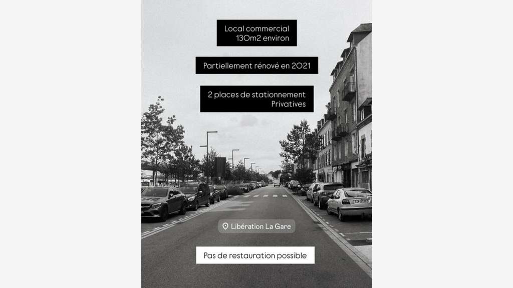A louer local commercial 130m² face gare Quimper