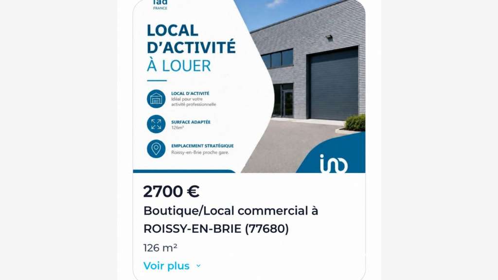 A louer local d'activité de 126m² à Roissy-en-Brie