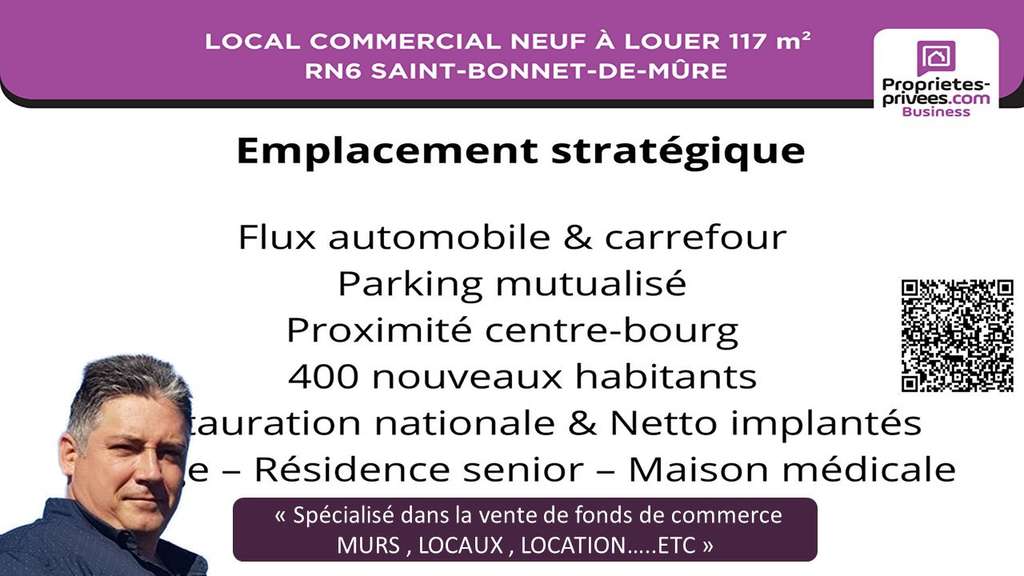 Local à louer 117m² RN6 Saint-Bonnet-de-Mûre