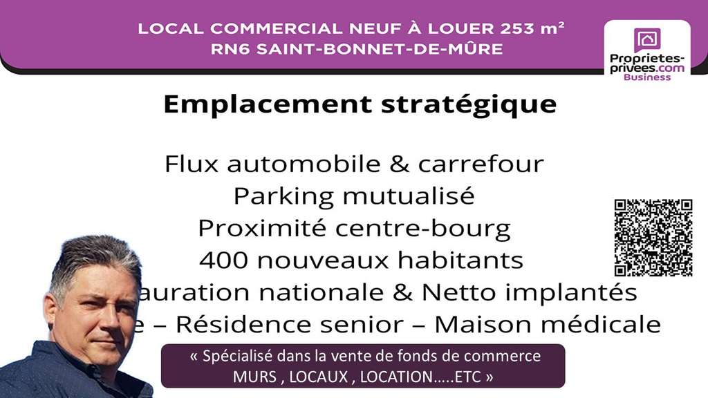Local à louer 253m² RN6 Saint-Bonnet-de-Mûre